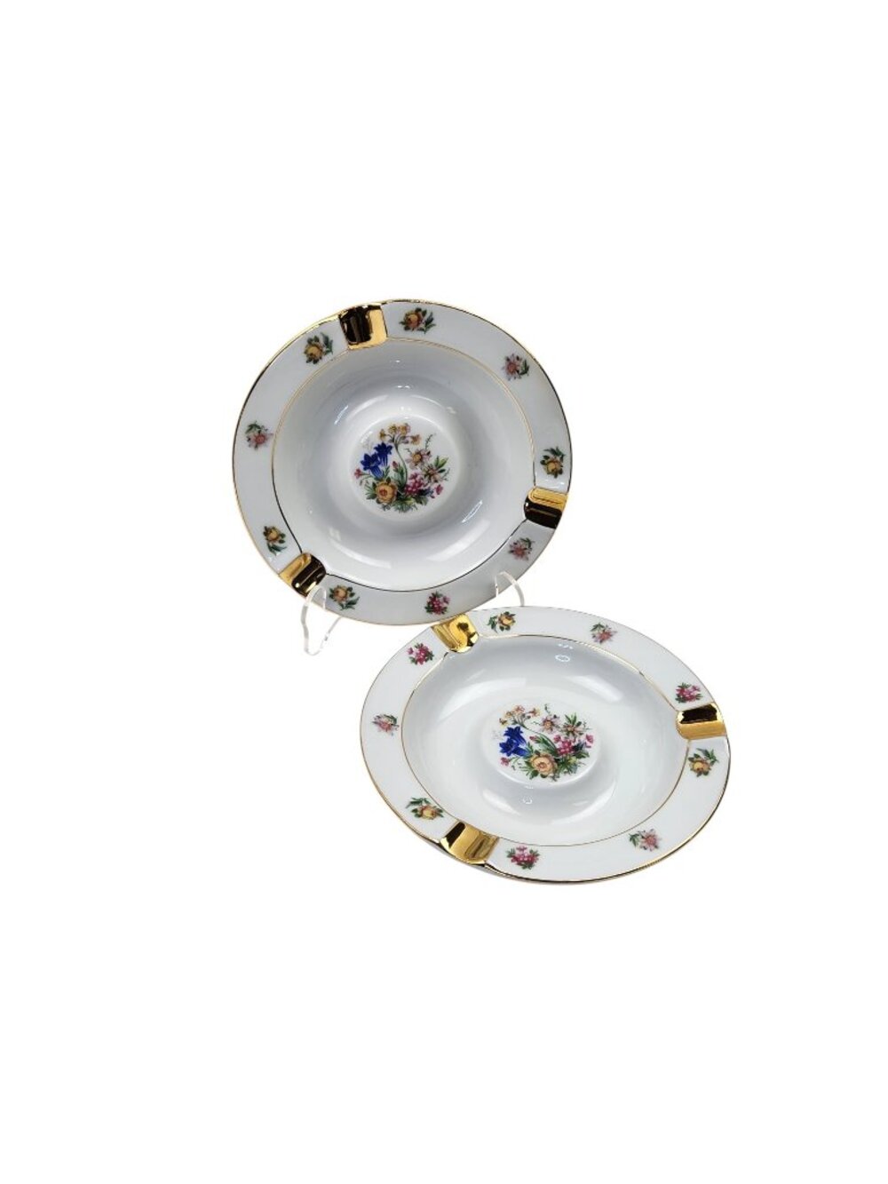 Porcelain Trinket Dish Ashtray Pr Floral Gold Plankenhammer Bavaria Germany VTG